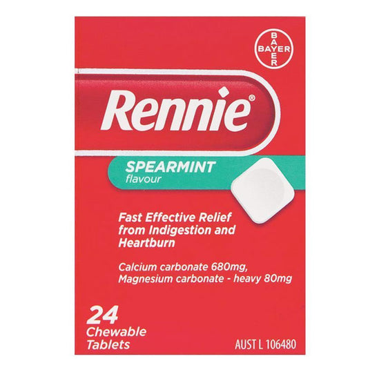 Rennie Chewable Tablets Spearmint Flavour 24 Pack