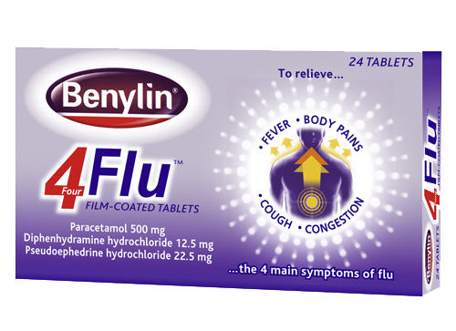 Benylin 4 flu Decongestant, Pain Relief Tablets  24 Pack