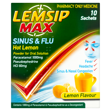 Lemsip Max Sinus and Flu Lemon Flavour 10 Sachets