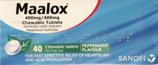 Maalox 400mg/400mg Chewable Tablets peppermint flavour