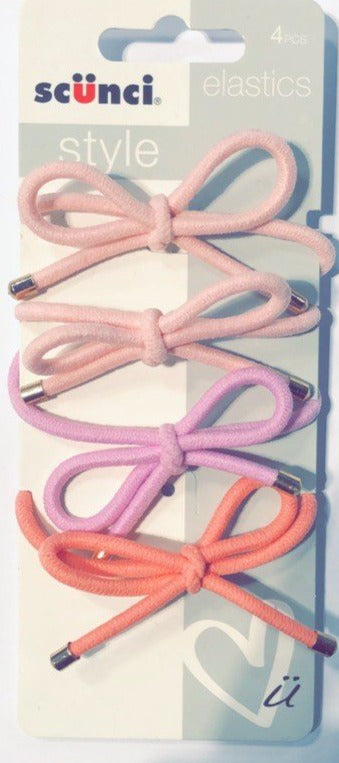 Scunci Style Pink Bow Elastics 4 Pack