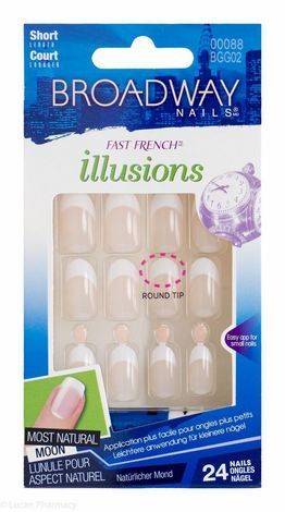 Broadway Fast French Illusions Oval Nails 24 Pack