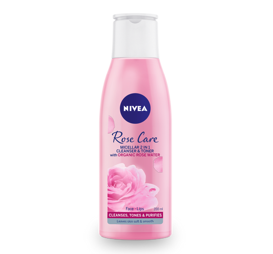 Nivea Rose Care Micellar 2 In 1 Cleanser And Toner  With Organic Rose water 200ml