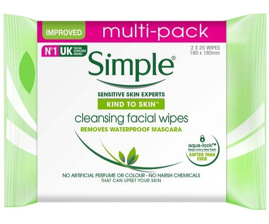 Simple Kind To Skin Cleansing Facial Wipes Twinpack