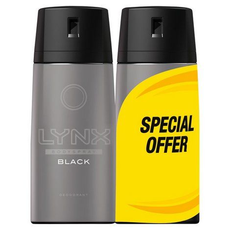 Lynx Body Spray Black 150ml Deodorant Twin Pack